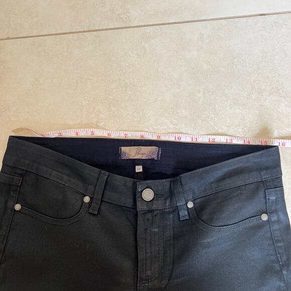 PAIGE Peg Skinny Coated Jeans in Pandora Black Size 29 - Picture 10 of 13